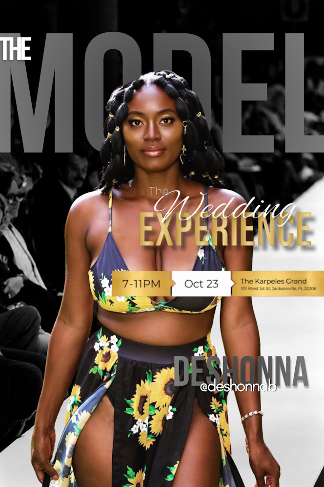 Wedding Experience fashion show promotion flyer featuring event information